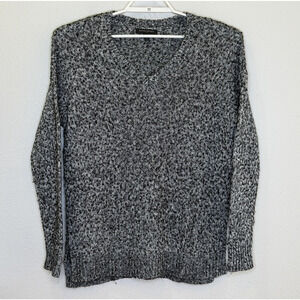 Banana Republic Tunic Sweater Womens Large Black White Knit Long Sleeve V-Neck